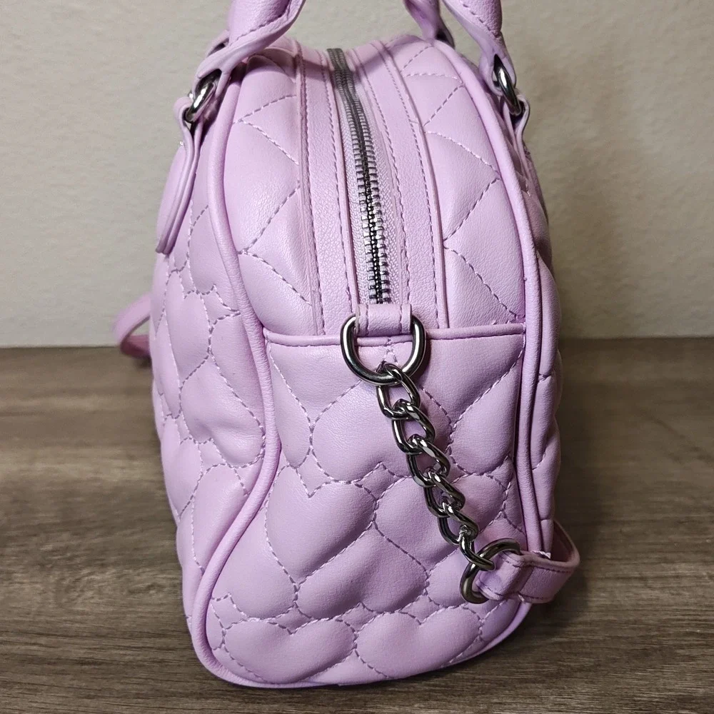 Juicy Couture‎ Satchel Women Small Pink Heart Quilted Crossbody Bag Domed Purse